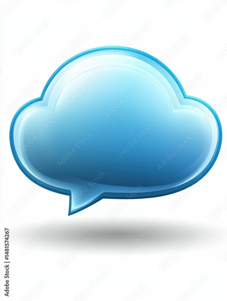 Poster shiny blue cloud icon floating on white background digital illustration cloud computing concept