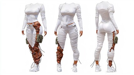 White, futuristic outfit with tactical details