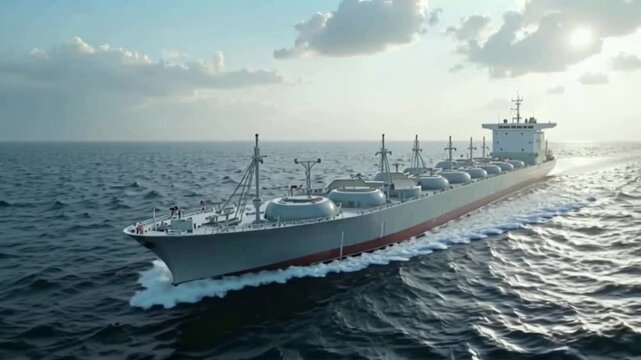 Energy Transport Ship: Oil Tanker and LNG Carrier Cruising Across Open Waters