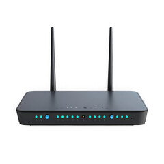 Wireless router device shown clearly on transparent background