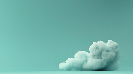A fluffy cloud floats in a minimalistic teal colored environment