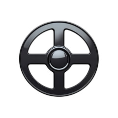Obraz premium Sleek black circular graphic cross design glossy finish perfect for logos on transparent background