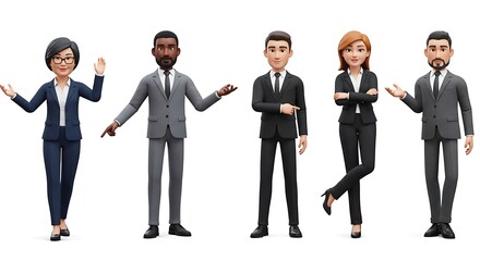 Group of People Standing Wearing Suits Presenting Concept