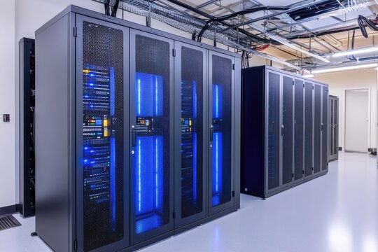 Modern server racks in a data center