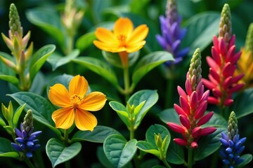 Close-up of diverse plant life, showcasing adaptation, stems, biosphere