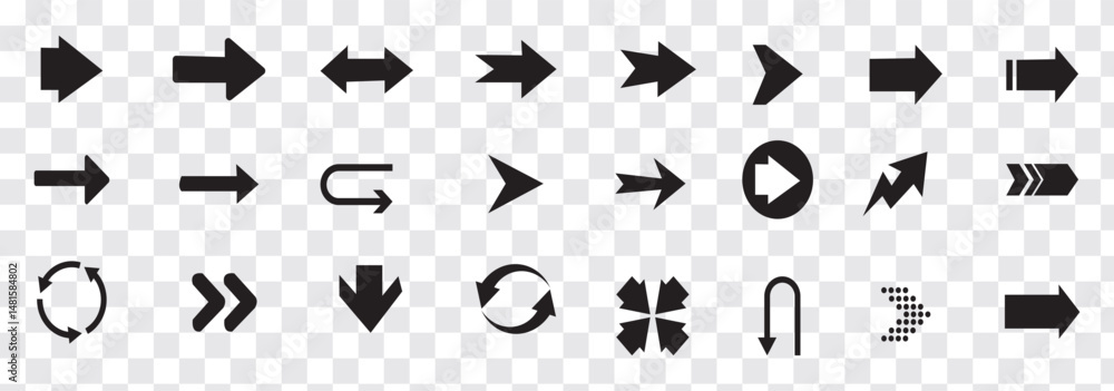 Poster arrows set icon in black color. arrow vector collection . vector illustration. modern and simple arr