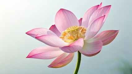 Naklejka premium Lotus flower, Stunning lotus in botanical setting showcasing vibrant petal colors and soft texture.