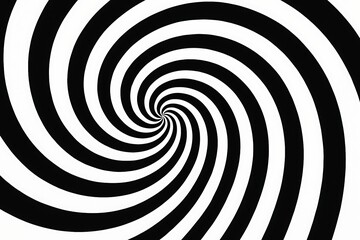 Abstract black and white spiral vortex creates an illusion of depth and hypnotic movement design