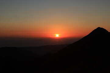 Sunrise Over Mountain Range Silhouette