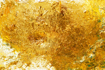 Texture of the gold leaf, Gold background, Picture from Buddha image Back.