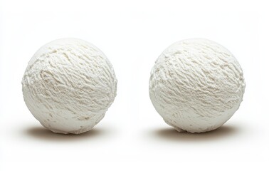 Fototapeta premium Delightful white ice cream scoops showcased against a clean white backdrop for a pure and enticing dessert experience