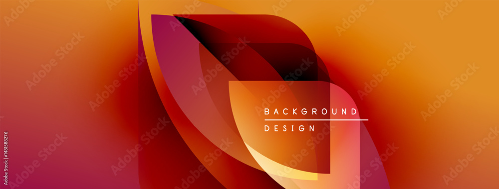 Poster Abstract vibrant design. Orange, red hues blend smoothly. Modern geometric shapes create dynamic visual impact. Text reads background design.
