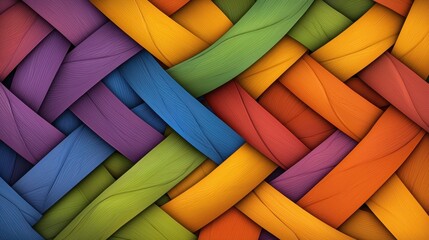Fototapeta premium Colorful Woven Wooden Planks Abstract Background