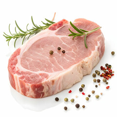 Fototapeta premium raw pork cutlet on white background