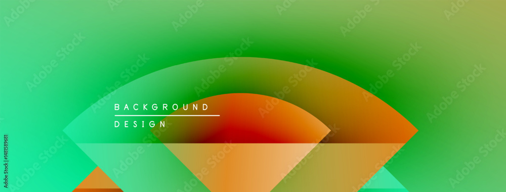 Aufkleber Abstract gradient background. Green, orange hues blend smoothly. Geometric shapes overlap creating visual interest. Modern design element.