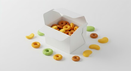 White Takeout Box with Cereal Display