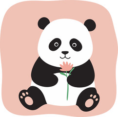 Hand-Drawn Baby Panda Vector with Bamboo – Ideal for T-Shirt and Sticker Design