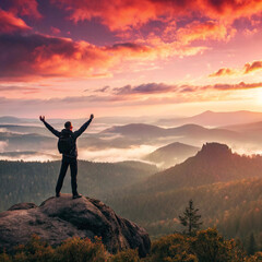 man on mountain top
