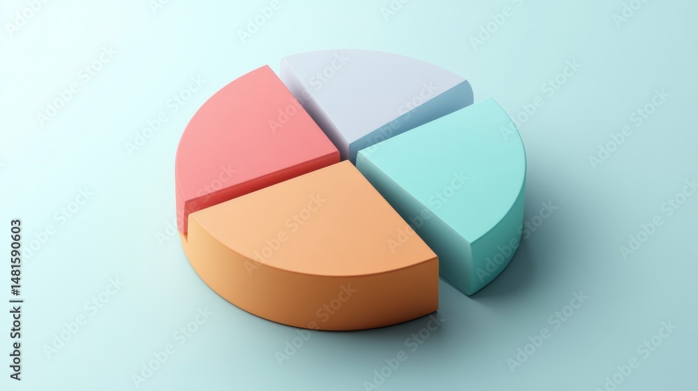 Poster top view of d pie chart with lifted parts and numeric callouts