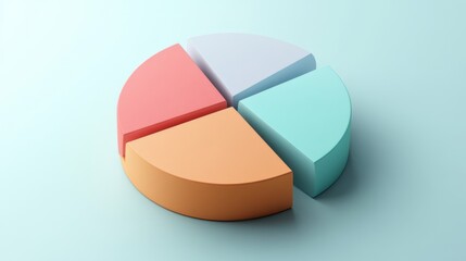 Top view of D pie chart with lifted parts and numeric callouts