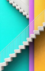 staircase with red carpet and blue sky