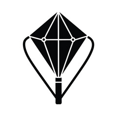 A sleek black and white geometric diamond shape with curved lines, vector illustration on a white background