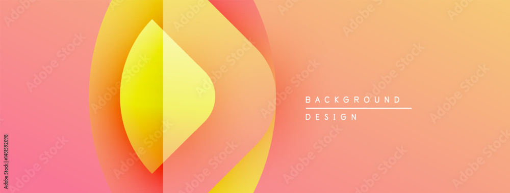 Aufkleber Abstract gradient background. Soft orange, yellow hues blend smoothly. Minimalist design with overlapping shapes, modern aesthetic.