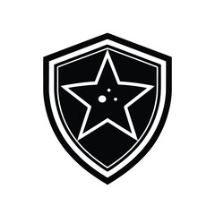 Simple black and white star emblem within a shield design vector illustration for branding and logo purposes