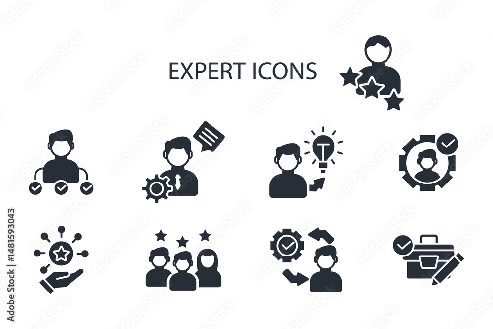 Poster expert icon set.vector.editable stroke.linear style sign for use web design,logo.symbol illustration
