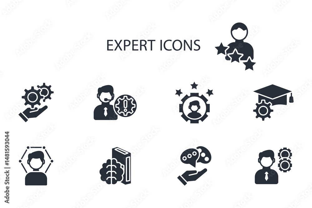 Poster expert icon set.vector.editable stroke.linear style sign for use web design,logo.symbol illustration