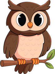 Owl bird cartoon vector illustration