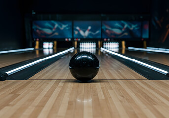 Bowling ball on bowling lane