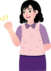 Successful Girl Expressing Joy And Pride