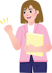 Confident Woman Raising Fist In Motivation