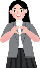 Cheerful Girl Showing Finger Heart Sign