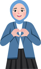 Girl Expressing Love with Korean Style Hand Gesture