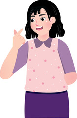 Lovely Korean Finger Heart Gesture by Teen Girl