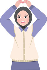 Cute Girl with Korean Finger Heart Pose