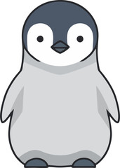 Stylized Vector of Baby Penguin with Snowflakes – Cold Season Clipart Design