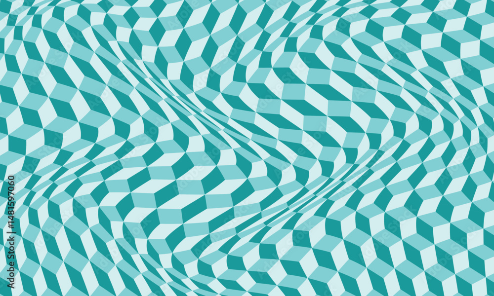 Poster abstract 3d cube wave pattern art.