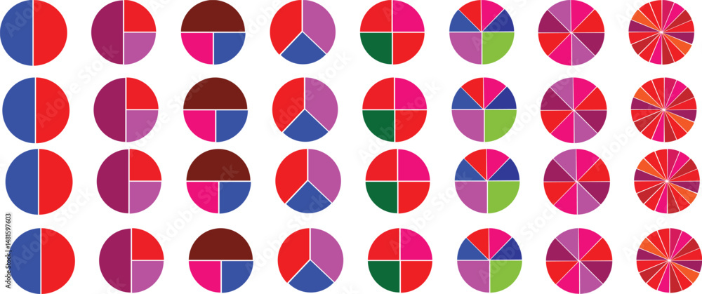 Aufkleber circle diagram, pie chart infographic design. flat process cycle. progress sectors. business element