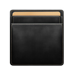 Elegant Black Leather Wallet with Gold Accents Stylish Design Premium on transparent background