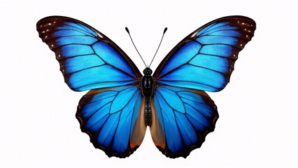 Fototapeta premium Beautiful Blue Morpho Butterfly Isolated On White