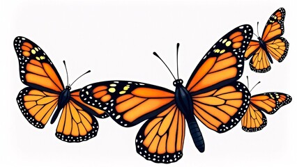 Fototapeta premium Monarch Butterflies-Illustration on White Background