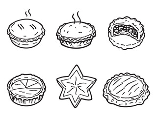 Traditional hand drawn meat pies illustration