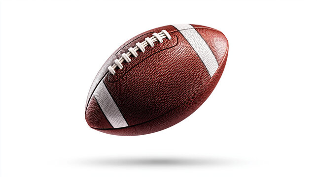 American football folating on white background