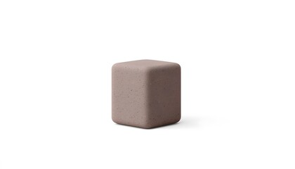 Muted taupe cube object isolated on white background.