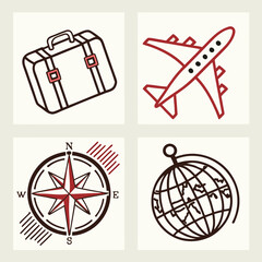Obraz premium Minimal Travel Icon Collection