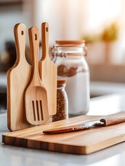 Kitchen wooden utensils and tools