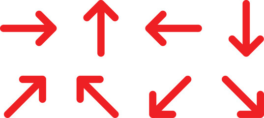 set of red direction arrow. hand drawn red direction arrow vector illustration.